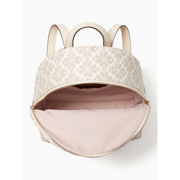 New Kate Spade Spade Flower Coated Canvas Medium Backpack Parchment Multi - Picture 4 of 5